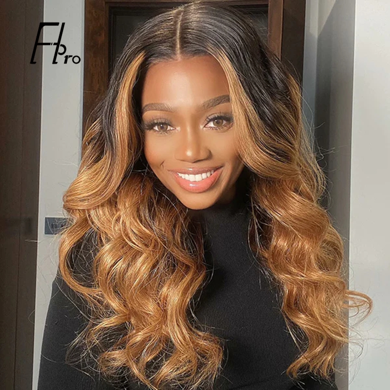 1B/27 Ombre Full Lace Wig Body Wave Honey Blonde Color with Dark Roots